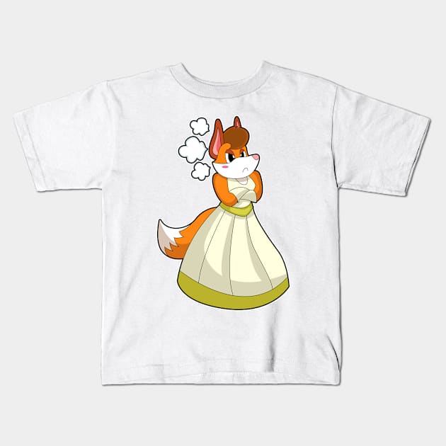 Fox as Bride with Wedding dress Kids T-Shirt by Markus Schnabel